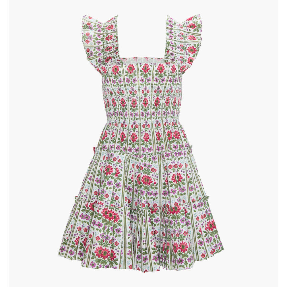 Hill House Home The Charlotte Nap Dress - Green Floral Block Stripe Size LGreen